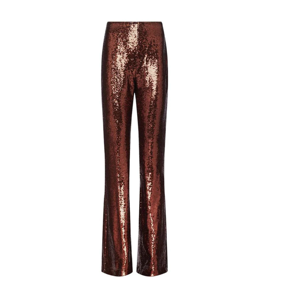 L'AGENCE Sequin Straight Leg Pants in Bronze